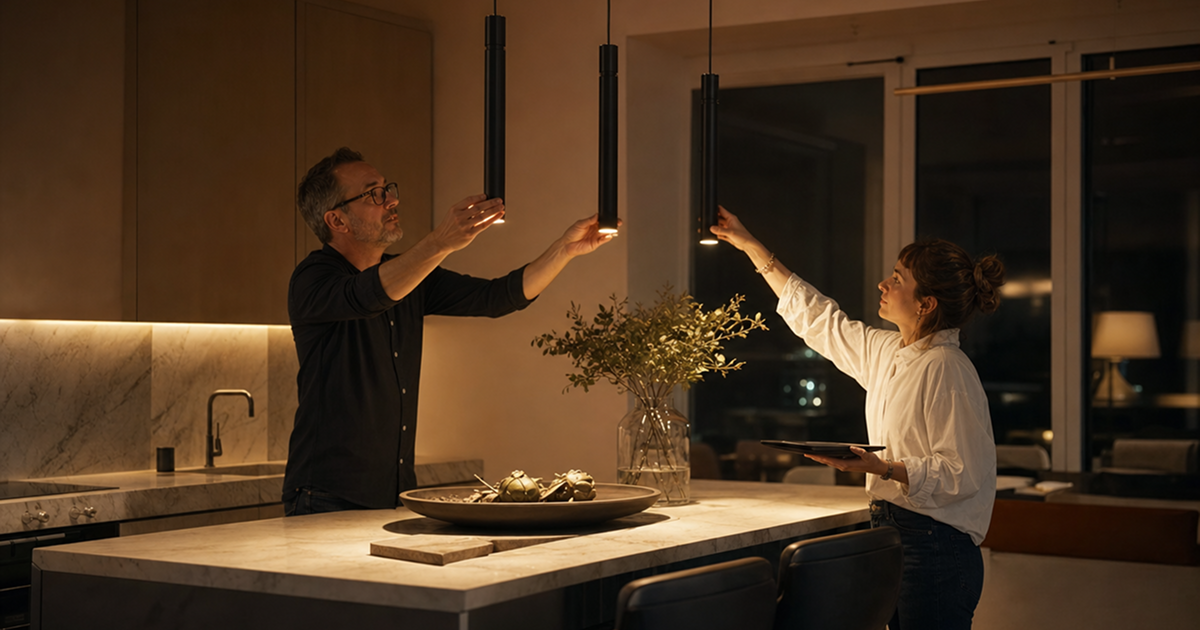 Progetto di interior design — cucina e zona pranzo